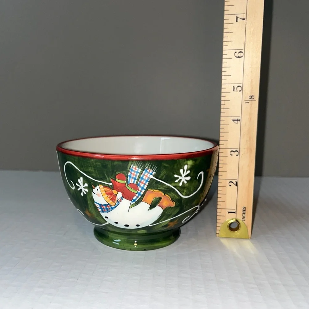 VTG Certified International Hand Painted Winter Fun Snowman Bowl Susan Winget
